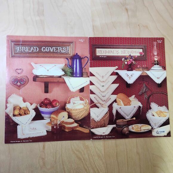 Lot of 5 Vintage Bread Cloths Cross Stitch Pattern Booklets Primitive Kitchen - Picture 2 of 7